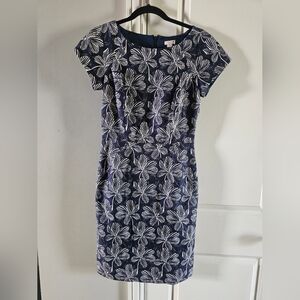 J. Crew Navy Dress with White Floral Design